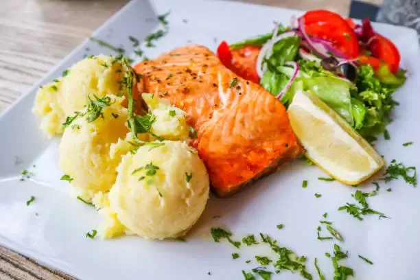 Sheet Pan Salmon + Mashed Potatoes + Salad